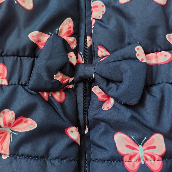 LITTLE ME BUTTERFLIES GIRLS PUFFER HOODIE JACKET - Picture 6 of 12
